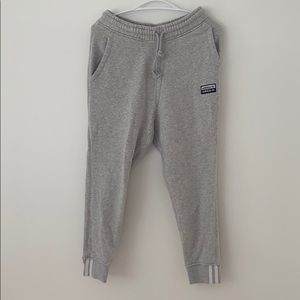 light grey adidas track pants